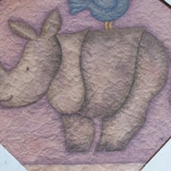 New rhino by beth Logan canvas art wall frame home decor BIRD BIRDIE - Picture 2 of 5